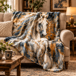 White Horse Throw Blanket
